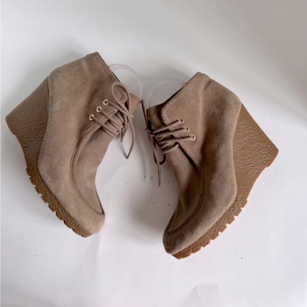Michael Michael Kors Tan Suede Wedge Lace-Up Moc Toe Boots. Size 8.5M - Picture 7 of 12